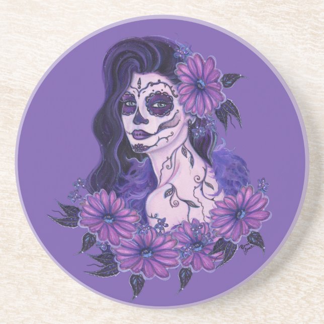 Posavasos Día de la muerte del arte de la margarita gerbera  (Frente)