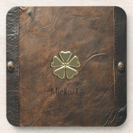 Posavasos Día de San Patricio, cuero marrón