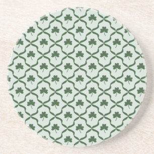 Posavasos Día de San Patricio Preppy Trébol de Cuadrícula de