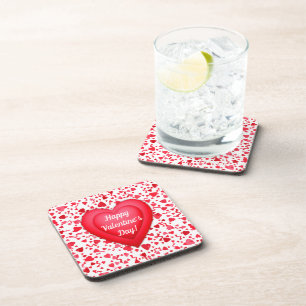 Posavasos Día de San Valentín Corazones de Confeti Rojo Patr