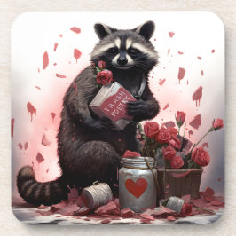 Posavasos Día de San Valentín de poesía de Raccoon basura