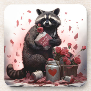 Posavasos Día de San Valentín de poesía de Raccoon basura