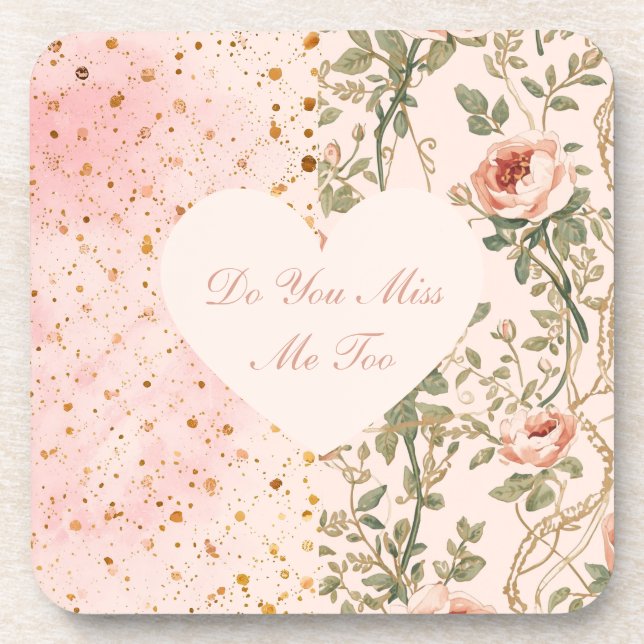 Posavasos Día de San Valentín, Flores Píxeles, ¿También Me E (Frente)