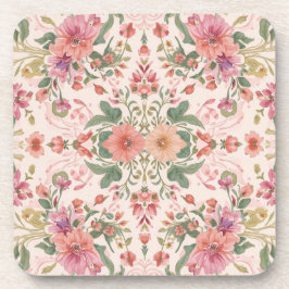 Posavasos Día de San Valentín, patrón de hermosas flores ros