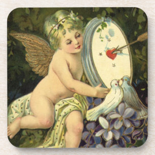 Posavasos Día de San Valentín Victoriano, pájaros de amor án