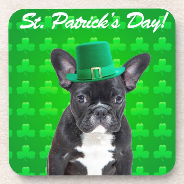 Posavasos Día del Bulldog francés San Patricio (Frente)