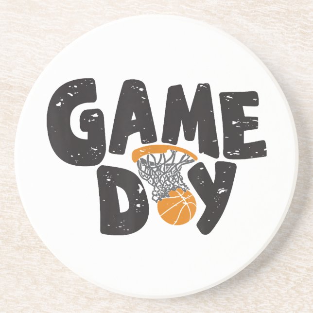 Posavasos Día del Juego Baloncesto Divertido Jóvenes Hombres (Frente)