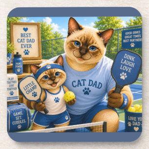 Posavasos Día del Padre para amantes del pickleball y Cat Da