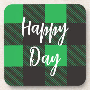 Posavasos Día feliz del patrón verde plasmado