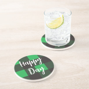 Posavasos Día feliz del patrón verde plasmado