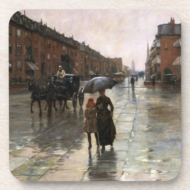 Posavasos Día lluvioso, Boston de Frederick Childe Hassam (Frente)
