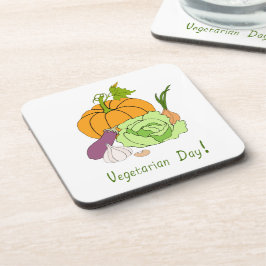 Posavasos Día Mundial de la Vegetariana Minimalista