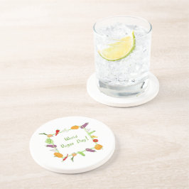 Posavasos Día Mundial de la Vegetariana Minimalista