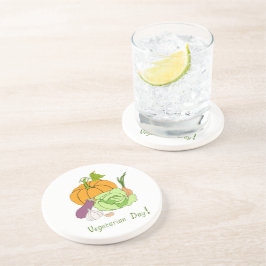 Posavasos Día Mundial Vegetariano Minimalista Lindo