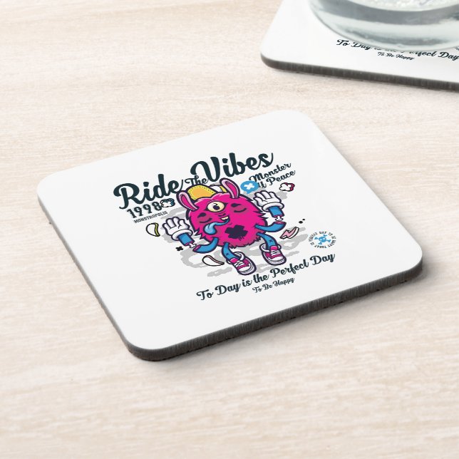 Posavasos Día perfecto para estar feliz | Monstruo gracioso  (Lado Izquierdo)