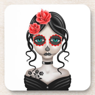 Posavasos Día triste del chica muerto en blanco