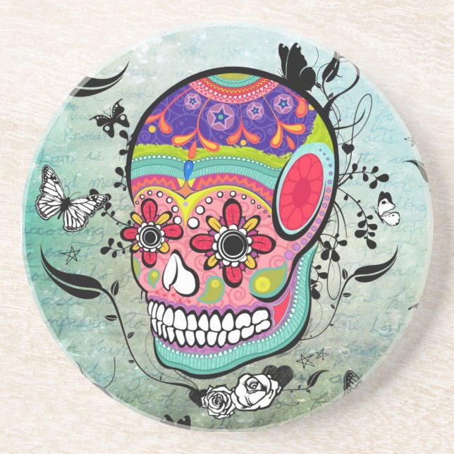 Posavasos Día urbano de Muerte del tatuaje de los muertos (Frente)