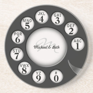 Posavasos Dial rotatorio del teléfono del monograma del