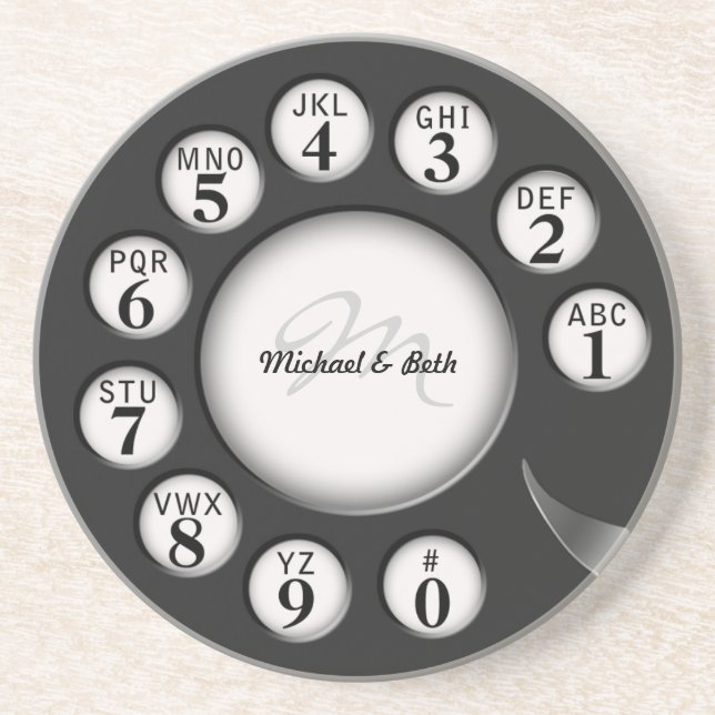Posavasos Dial rotatorio del teléfono del monograma del (Frente)