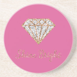 Posavasos Diamante de destello blanco de oro rosa