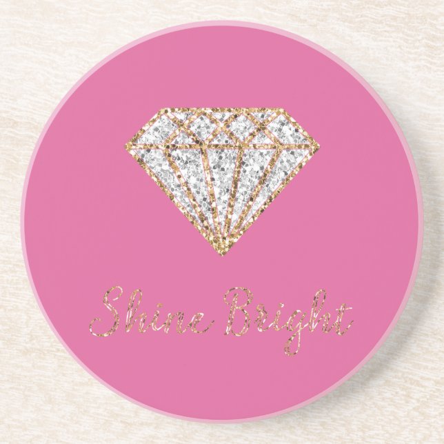 Posavasos Diamante de destello blanco de oro rosa (Frente)