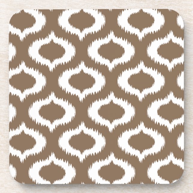 Posavasos Diamantes modernos de Brown Ikat de moda (Frente)