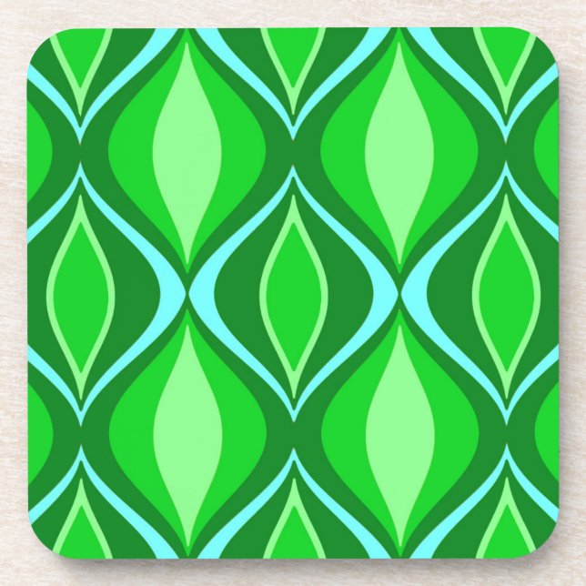 Posavasos Diamantes modernos de medio siglo, verde esmeralda (Frente)