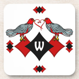 Posavasos Diamantes retro, pájaros y gusanos cardíacos_Monog