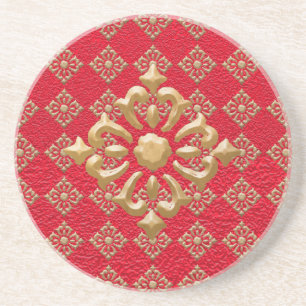 Posavasos Diamantes rojos y de oro con arrugas