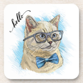 Posavasos Dibujo a mano divertido gato británico en gafas Th