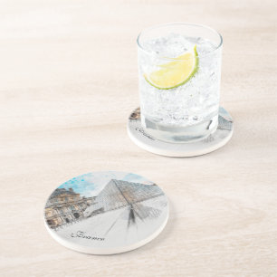 Posavasos Dibujo acuarela del Louvre París, Francia