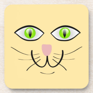 Posavasos Dibujo animado de cara divertida de gato-29034