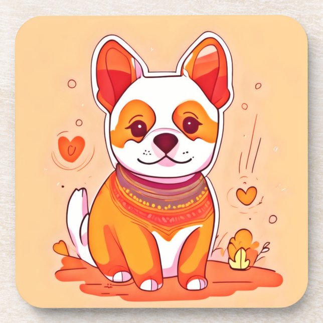Posavasos Dibujo animado de Corgi lindo (Frente)