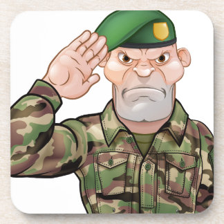 Posavasos Dibujo animado del soldado que saluda