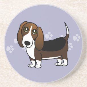 Posavasos Dibujo animado lindo de Basset Hound - Brown
