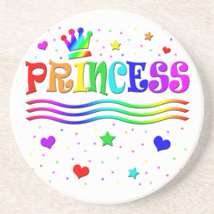 Posavasos Dibujo animado lindo de corona de princesa arcoíri