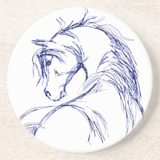 Posavasos Dibujo artístico de la cabeza del caballo