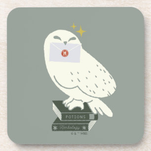 Posavasos Dibujo caprichoso de Hedwig con carta