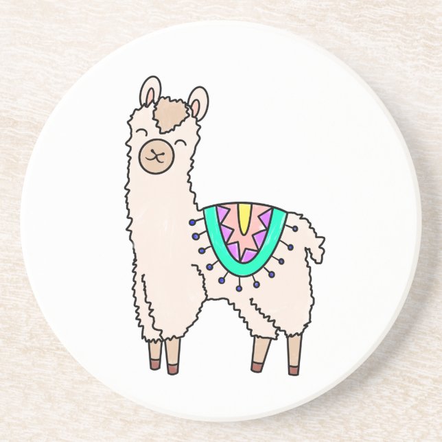 Posavasos dibujo de animales personalizados de llama feliz s (Frente)