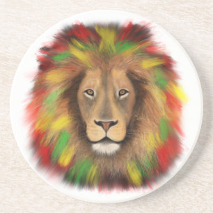 Posavasos Dibujo de cabeza de león Rasta rojo amarillo verde
