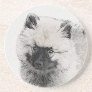 Posavasos Dibujo de cachorros de Keeshond - Arte de perros o