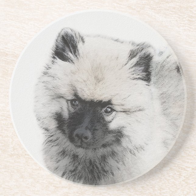 Posavasos Dibujo de cachorros de Keeshond - Arte de perros o (Frente)
