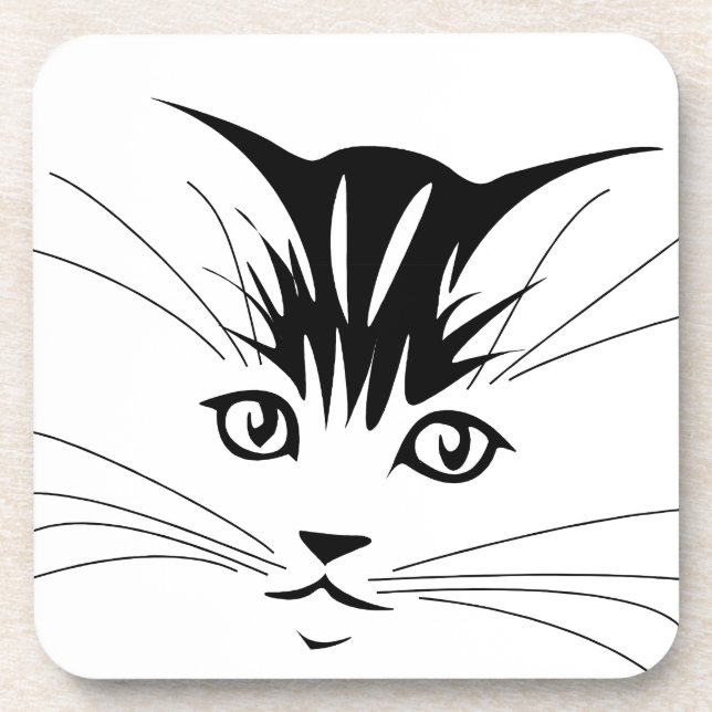 Posavasos Dibujo de cara de gato (Frente)