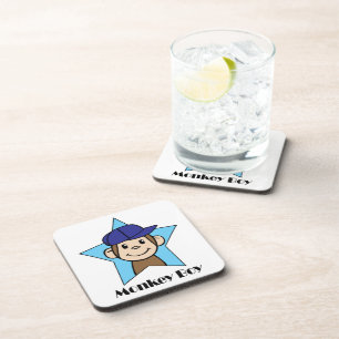 Posavasos Dibujo de mono feliz con sombrero en estrella