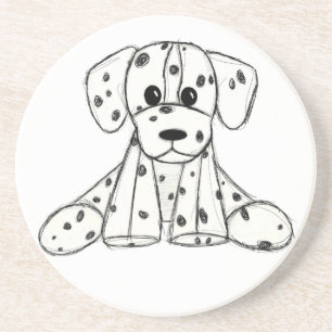 Posavasos Dibujo de perro de peluche dálmata contorno simple