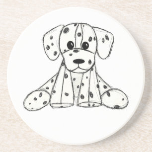 Posavasos Dibujo de perro de peluche dálmata contorno simple