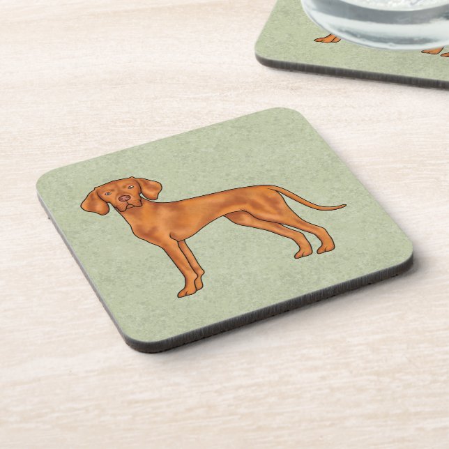 Posavasos Dibujo de perro Pointer lindo Vizsla húngaro Verde (Lado Izquierdo)