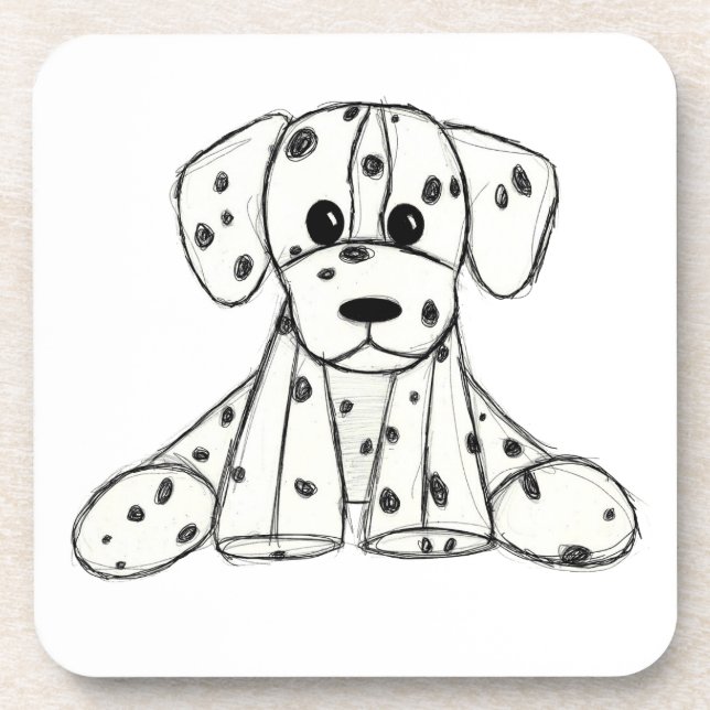 Posavasos Dibujo de perros rellenos dálmatas esquema simple  (Frente)