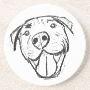 Posavasos dibujo de pitbull simple amantes de perros blanco