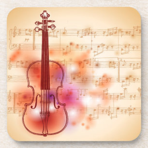 Posavasos Dibujo en el fondo de la acuarela del violín